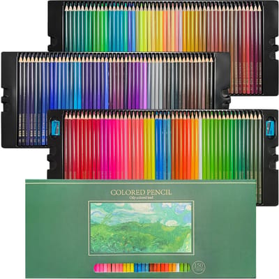 Crayons de Couleur à Base d'Huile Roleness, 150 Couleurs, Set de Crayons de Couleur Professionnel pour Enfants et Adultes, Mine Douce, Cadeau, Taille-crayon Inclus red