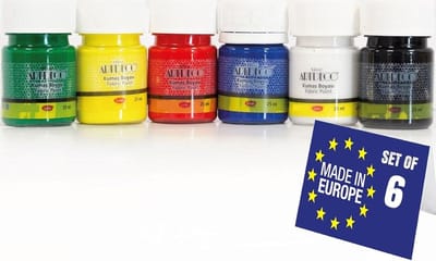 Artdeco textielverfset | 6x25ml | Hoofdkleuren | Intensive Farben | Wasbare textielverf | Eenvoudig aan te brengen | Voor creatieve ontwerpen - Ideaal voor het beschilderen van t-shirts