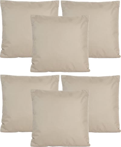 Anna's collection Buiten of tuin sier kussens - 6x - taupe - 45 x 45 cm - binnen/buiten - zitkussens tuinbank