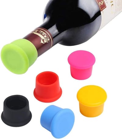Herbruikbare Siliconen Flessenstoppen voor Wijn, Bier en Champagne - Set van 6 Stuks, Perfect voor Het Bewaren van Dranken en Voedsel