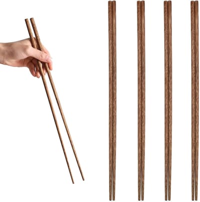 Houten Lange Eetstokjes voor Hot Pot en Koken - Set van 4 Paar, 38 cm, Ideaal voor Aziatische Gerechten