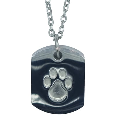 Ketting met As Hanger - Houd de herinnering aan je geliefde hond dichtbij - Premium staal in kleur zilver - Lengte ketting 60 cm, gedenkhanger 2.45 x 2 cm