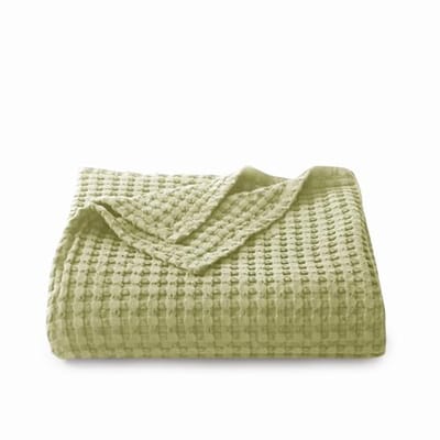 Katoenen Deken 270 x 230 cm - Ademend en Zacht Wafelpiqué - Oeko-Tex Gecertificeerd - Avocado Groen