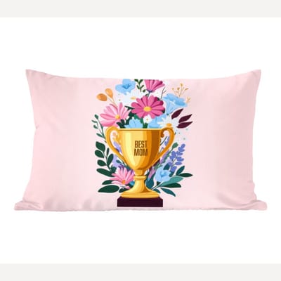 Sierkussens - Kussentjes Woonkamer - 50x30 cm - Trofee - Best Mom - Bloemen - Kleurrijk