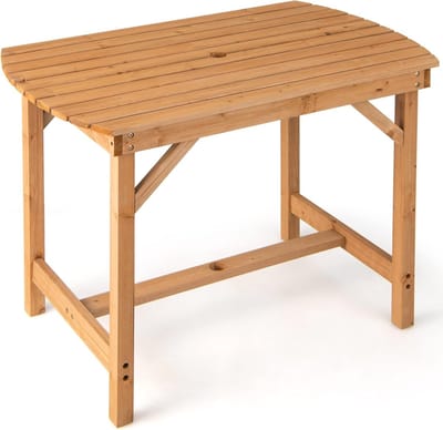 Tuintafel Hout - Eettafel Buiten - Buiten Eten - Met Paraplugat - 100x60x75 cm - Natuurlijk