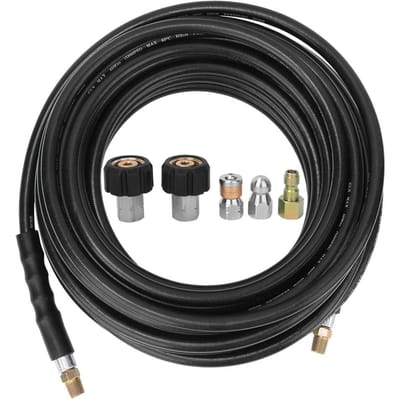 Accessoires pour kits de nettoyage d'égouts pour nettoyeur haute pression 14 po NPT 5 800 psi, tuyau en caoutchouc de 15 mètres gray