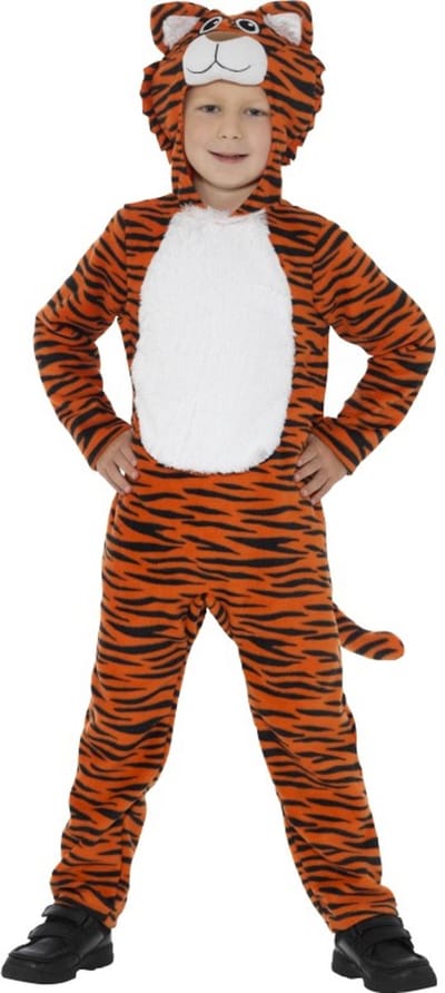 Smiffys - Tiger Kinder Kostuum - Kids tm 9 jaar - Oranje/Zwart