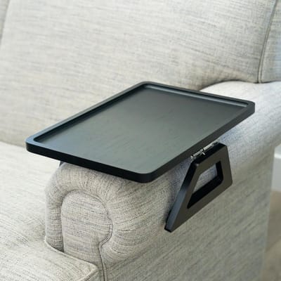 Dienblad bank arm - Bijzettafel sofa - Drankjes snacks bewaren - Stabiele brede armsteun - 40 x 28 cm - Zwart
