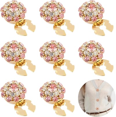 Decoratieve Strass Knopenhoezen - 8 Stuks Verwijderbare Knopdecoraties voor Kleding, Blouses en Kostuums, Perfect voor DIY Creaties en Accessoires