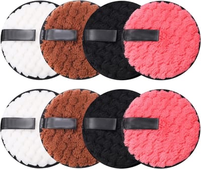 Wasbare Katoenen Makeup Remover - Verpakking van 8 - Herbruikbaar - Zachte Microfiber Gezichtsdoekjes - Dubbelzijdig voor Gezichtsreiniging en Huidverzorging (11.5 cm, 4 Kleuren)