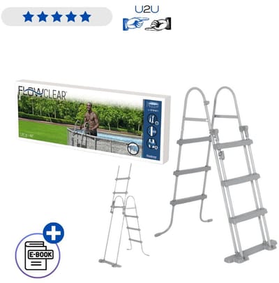Bestway Zwembadladder 58330 107 cm - Veilige Dubbele Pool Ladder Met Antislip Treden En Afneembare Stappen - Stalen Frame Voor Opzetzwembad En Frame Pool Met Ebook
