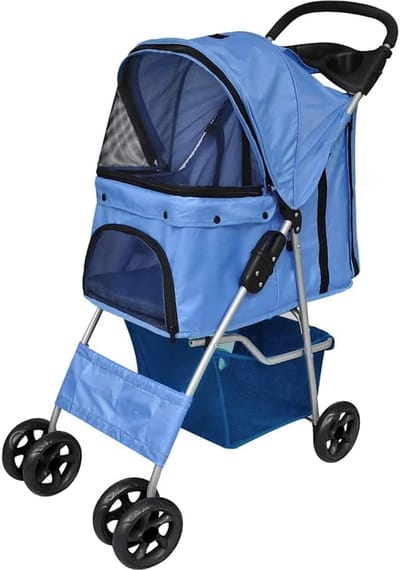 Dieren Wandelwagen - Draagtas - Comfortabel Reizen - Waterafstotend Materiaal - Max 15 kg - Blauw