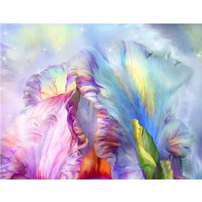 Bloemenfee Diamantschilderij Volledige ronde boorhars, Abstract borduurwerk Diamantstrass 20X30CM white