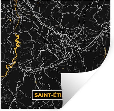 Muurstickers - Sticker Folie - Stadskaart - Plattegrond - Saint-Étienne - Frankrijk - Kaart - 100x100 cm - Plakfolie - Muurstickers Kinderkamer - Zelfklevend Behang XXL - Zelfklevend behangpapier - Stickerfolie