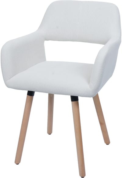 Eetkamerstoel MCW-A50 II, stoel Keukenstoel Gestoffeerde stoel, hout Stof/textiel Corduroy (400 g/m²) MVG ~ crème-wit