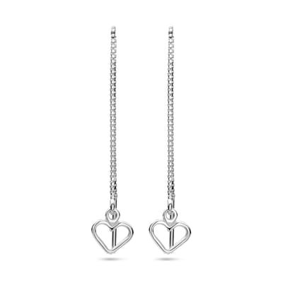 Zilver Gerhodineerd Doortrekoorbellen Hart 1338622