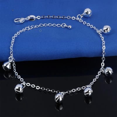Fako Bijoux® - Enkelbandje - Enkelsieraad Verzilverd - Belletjes - 22cm - Zilverkleurig