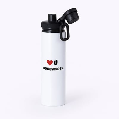 Hacebo® - love u bonusbroer waterfles met draaidop zwart - Broer - de liefste broer - verjaardag - cadeautje voor broer - broer artikelen - kado - geschenk - water fles - 850ML