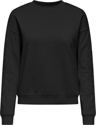 Jacqueline de Yong Trui Jdyasta Life L/s Emb Sweat Jrs 15361282 Black/ Emb On Sleeves Dames Maat - S