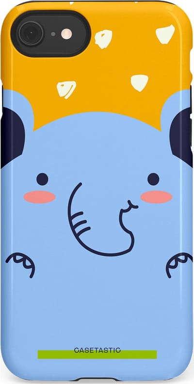 Casetastic hoesje geschikt voor Apple iPhone SE / Apple iPhone 7 / Apple iPhone 8 - Dubbellaagse bescherming - Knuffel van olifant - Fashion Case - Lichtblauw Okergeel