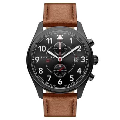 Fraser | Zwart en Bruin Piloten Chronograaf Horloge