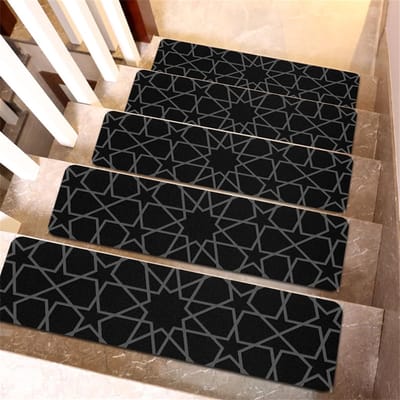 Antislip trapmatten, 4 stuks ster-trapmatten, machinewasbare tapijttreden, veiligheidstapijten voor kinderen, ouderen en huisdieren, zwarte traploper