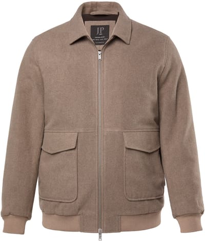 JP 1880 - Heren - Blouson van wolmix rits zakken met patch - Donkertaupe - Maat 3XL