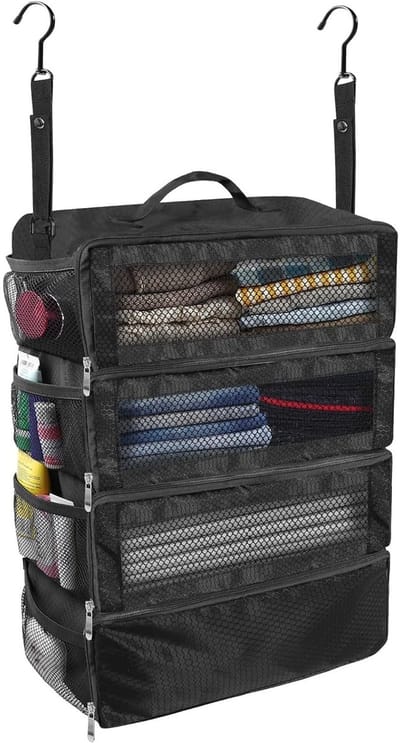 QTTVBTNA – Hangende Packing Cubes - Opvouwbare Packing Cubes Met Planken - Koffer Organizer Voor Handbagage Koffer en Kast - Ruimtebesparend en Snel Inpakken - Voor Reizen Vakantie Zakenreis en Dagelijks Gebruik - Zwart