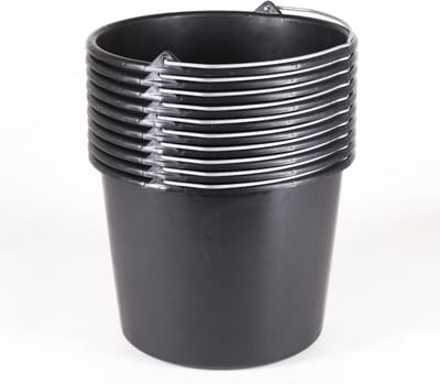 Bouwemmer Set - Morteremmer Kuip - Klusjes Thuis - Versterkte Bodem - 12 Liter - Zwart