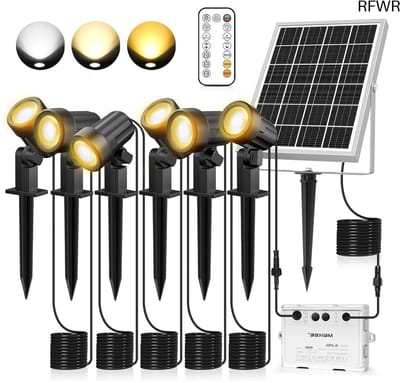 RFWR® Zonne-energie tuinspots met afstandsbediening - 6 stuks, IP66 waterdicht, 3 helderheidsinstellingen, timingfunctie