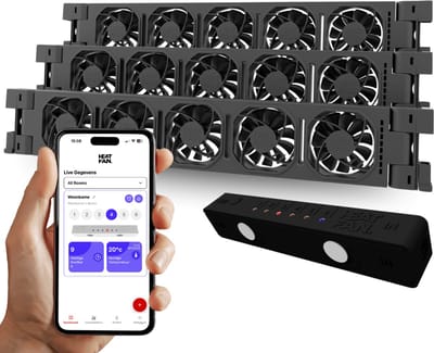 Heatfan 5 - Trio Set - Zwart - Radiator Ventilator – Radiator Ventilator – met WIFI Controller – Energiezuinige Radiator Fan voor Verwarming – Geschikt voor radiatoren van 170 cm t/m 230 cm