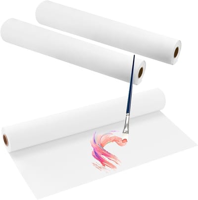 3 Stuks Witte Tekenpapier Rol - 44cm x 25m Kunstpapier voor Schilderen, Schetsen en Creatieve Projecten