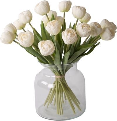 Winq - Witte Tulpen Kunstboeket -incl.vaas