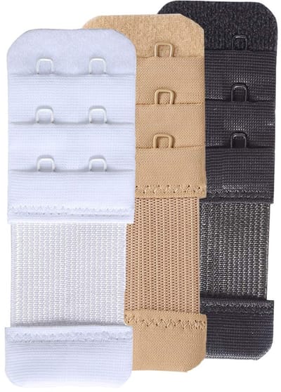 Dailygoods- Beha-extenders 3 haakjes - Zachte rekbare rug - Roestvrij staal - Elastisch nylon - One size - 9,4 x 3,0 cm - Bh Verlenger