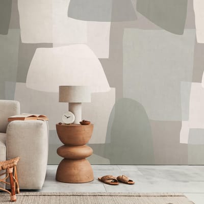 Fotobehang Profhome 782062-GU vliesbehang glad met abstract patroon mat grijs beige olijfbruin 1,59 m x 2,8 m