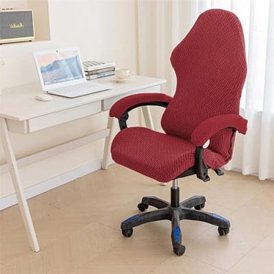1 stuks Jacquard Stoelhoes Effen Kleur Anti-vuil Stoel Sliphoes Stretch Spandex Afneembare Stoelhoes voor Computer Gamekamer Kantoor With Armrest cover white