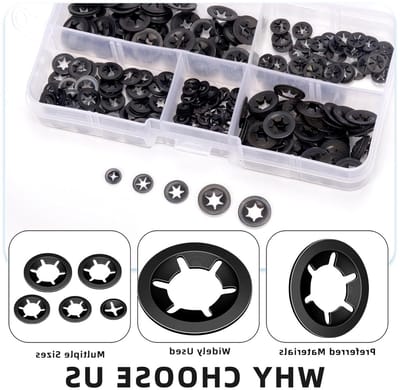 326 Stuks 65 Mn Staal Interne Tanden, Stervormige Lock Washers, Assortiment Kit voor M2, M2.5, M3, M4, M5 - Snelle Bevestigingsschijven en Push-on Locking Discs