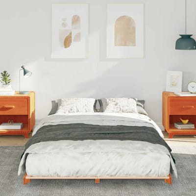 vidaXL - Bedframe - Wasbruin - 135 - x - 190 - cm - Massief - grenenhout