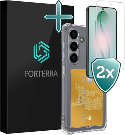 Hoesje Geschikt voor Samsung Galaxy S26 - Met 2x Screenprotector - Pashouder - Kaarthouder - Back Cover - Telefoon Hoes Shockproof - Siliconen Case - Shock Proof - Pasjes Houder - Transparant