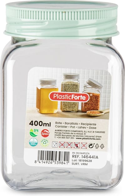 Forte Plastics Voorraadpot/bewaarpot - 400 ml - kunststof - mint groen - B7 x H11 cm