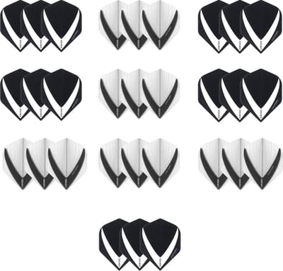 10 sets (30 stuks) - Vista-X flights - duo kleur pakket - Zwart/Wit en Wit/Zwart – flights - darts flights