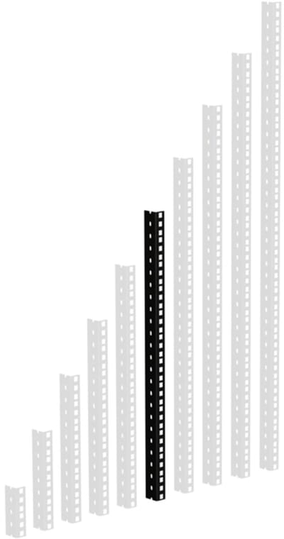 Adam Hall 61535B12 Rackrail, zwart geperforeerde gaten, 12HE - Profiel
