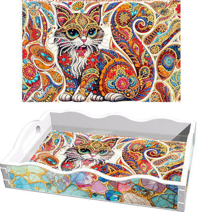 Adorzy Diamond Painting Dienblad Kat – Diamond Painting Volwassenen – Diamond Painting Volledig Pakket - DIY Pakket