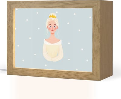 Nachtlampje 20x15 cm - Kinder lampje - Prinses - Kroon - Blauw - Stippen - Tafellamp kinderkamer - Slaapkamer lamp - Bedlamp kinderen - Kinderlampje stopcontact - Wandlamp babykamer - Nachtlampjes