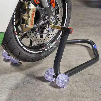 Datona® Xtreme Paddockstand Voorwiel - Motorstandaard 350 kg - Conische Adapters - 8 Wielen - Zwart