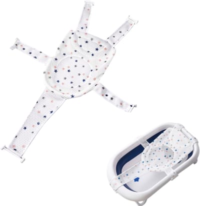 Babybadnet – badmat – verstelbaar – antislip – met veiligheidsriemen – unisex – geschikt voor het baden van pasgeborenen – wit