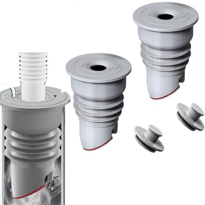 2 stuks - Wasmachine geurplug - Afdichtingsplug voor afvoerbuis - 35-40 mm geurplug - Rioolbuisafdichting - Geurdicht - Grijs - Geschikt voor wasmachines, keukens, badkamers