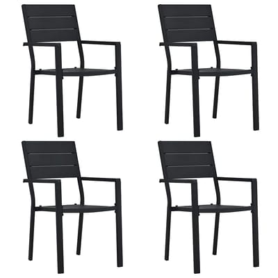vidaXL - Tuinstoelen - 4 - st - hout-look - HDPE - zwart
