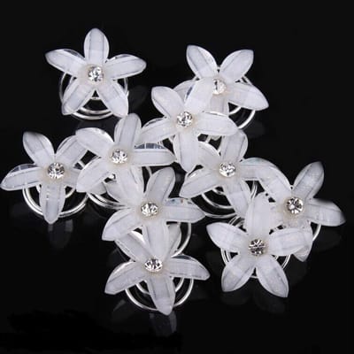 Spiraal Haarspelden met Strass Bloem voor Bruidskapsels - 10 Stuks Haaraccessoires voor Bruiden en Feestelijke Gelegenheden