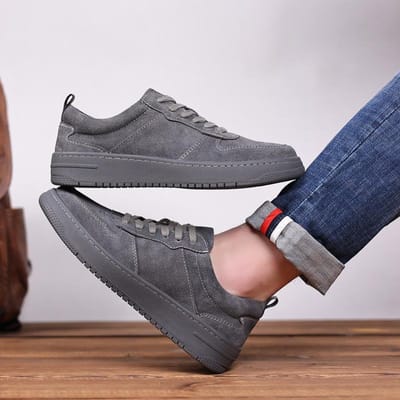 Herenschoenen Nieuwe Lente Casual Leren Schoenen Suède Leer Alles-match Tooling Schoenen Retro Laag uitgesneden Martin Boots 41 gray